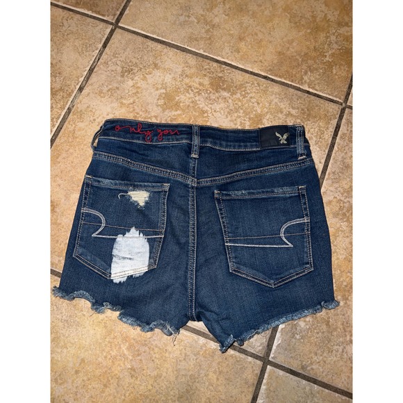 American Eagle Super Hi Rise Shortie Jean Shorts Size 6 NWT - Picture 2 of 3